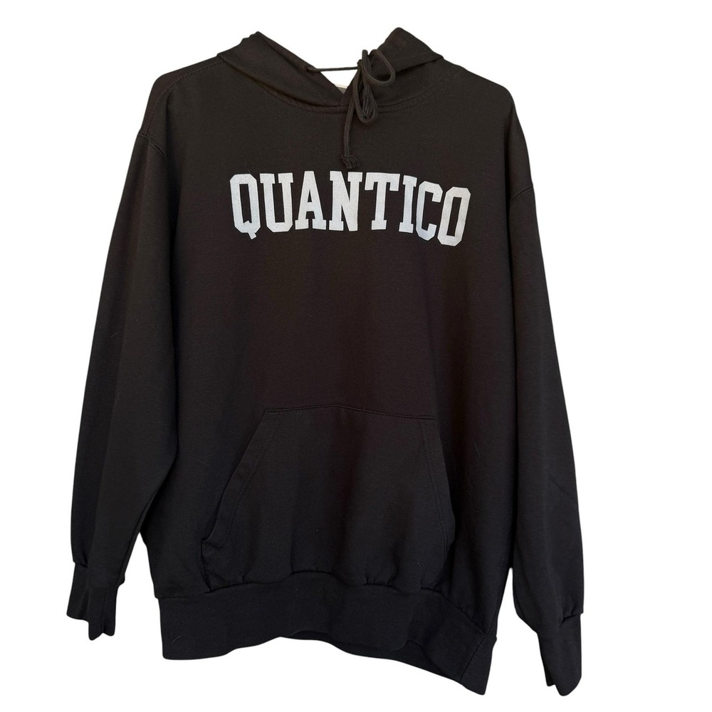 MV Sport Hoodie Mens Large Black Quantico Graphic Fleece Pullover Sweatshirt